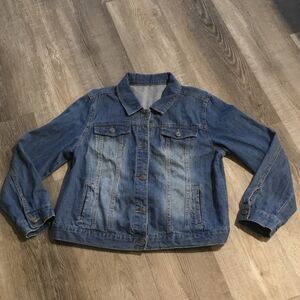 Classic Blue Denim Jacket 100% Cotton Size L